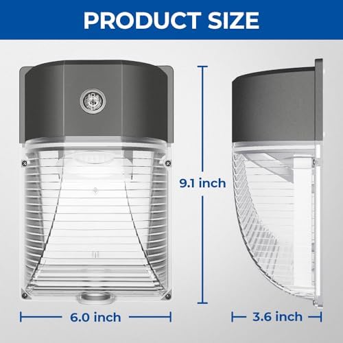 CINOTON 26W LED Wall Pack Light with Dusk to Dawn Sensor 5000k Bronze 1Pack