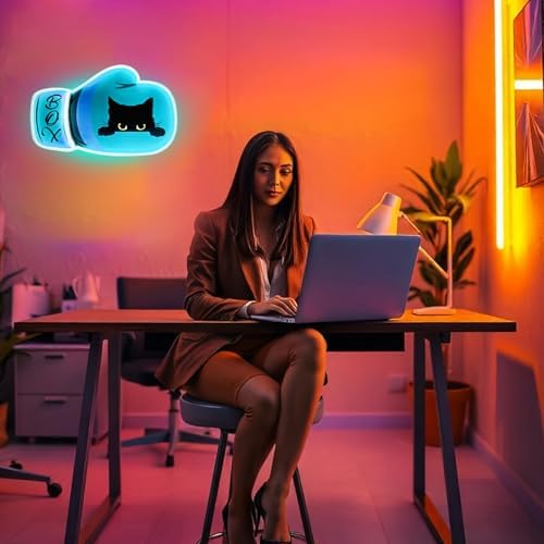 UV AcrylicPlate Pattern Neon Light Boxing Set neon Light LED USB 5V Happy Cat Neon Light Suitable For Bedroom Living Room Restaurant Bar Club Party Decoration Gift Business Shop