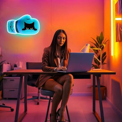 UV AcrylicPlate Pattern Neon Light Boxing Set neon Light LED USB 5V Happy Cat Neon Light Suitable For Bedroom Living Room Restaurant Bar Club Party Decoration Gift Business Shop