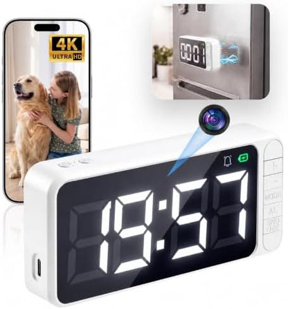 Hidden Camera Magnetic Clock 4K WiFi Indoor Cam with Long Battery Life