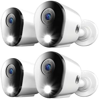 Night Owl Add On Wired 4K HD Indoor/Outdoor Deterrence Cameras with 2-Way Audio (4-Pack) (Requires Compatible DVR - Sold Separately) (4 Camera)