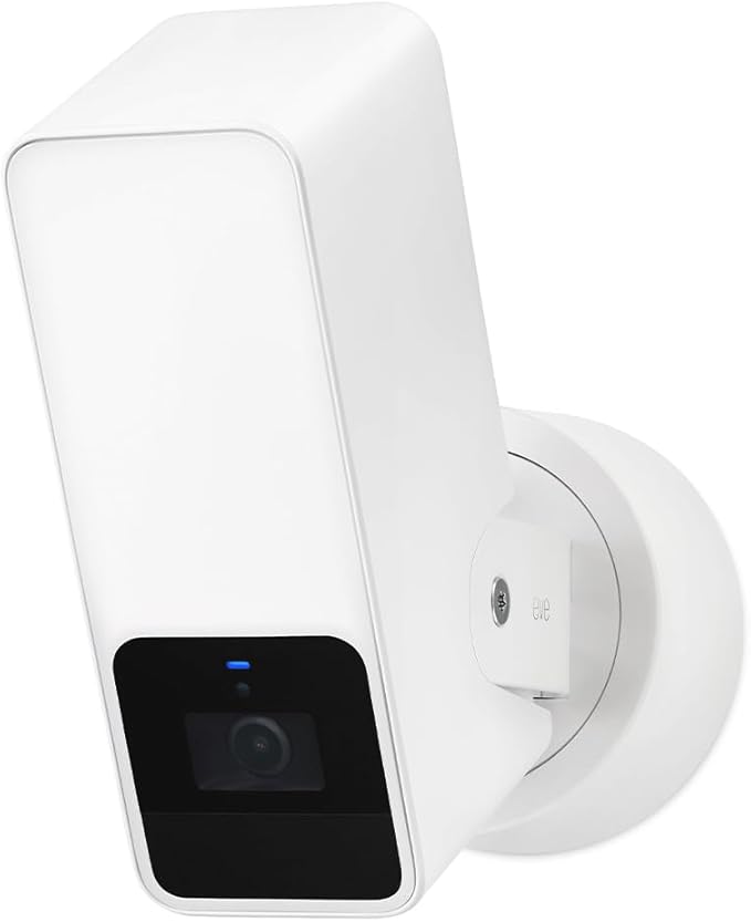 Eve Outdoor Cam (White Edition) – Secure floodlight Camera, (HomeKit Secure Video), 1080p, Night Vision, Wi-Fi (2.4 GHz), Motion Sensor, Two-Way Communication, Flexible & Easy Installation