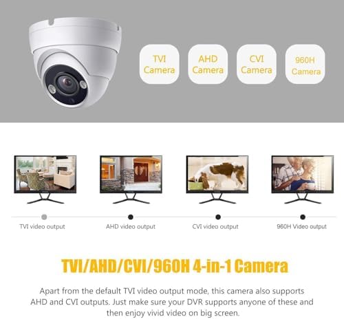 Real HD 4K 8MP Lite Dome TVI CVI AHD Analog 4 in 1 CCTV Security Camera, 65ft IR Night Vision, 2.8mm 100° Wide Viewing Angle, Outdoor, Full Metal Housing, ONLY Compatible with 8MP DVR