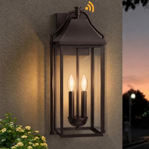 22IN Dusk to Dawn Outdoor Light Fixture, 2-E12 Base Porch Light