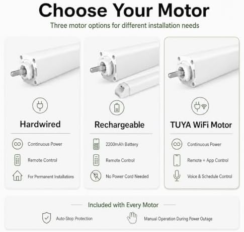 ZSHINE Motorized Curtain Dual Track System (Matte Black Finish)