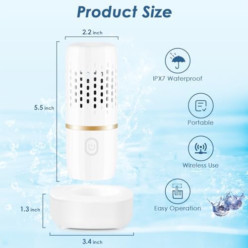 Cudinham Fruit and Vegetable Purifier Washing Machine Capsule Shape Cleaner Disinfection Machine OH-ion Purification Technology for Cleaning Fruits and Vegetables Rice Meat, White+Blue