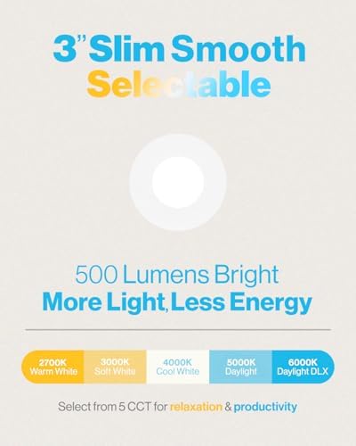 Sunco 6 Pack 3 Inch Ultra Thin LED Recessed Lights, 5CCT, Canless, 8W=50W