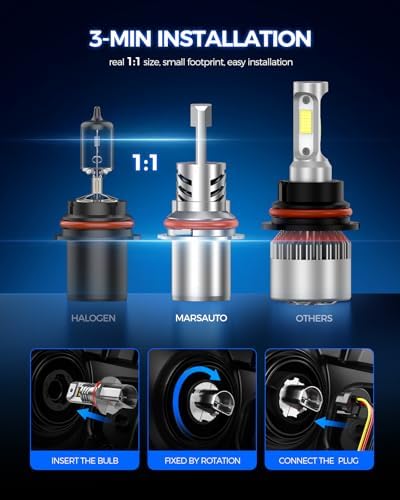 Marsauto 9007 HB5 Bulbs, 70000LM Super Bright, Pack of 2