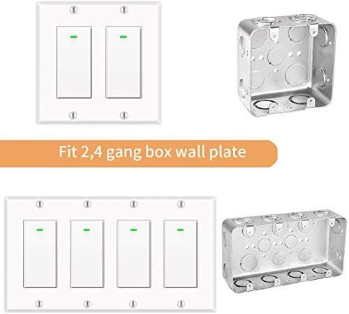 Alexa Light Switch, Double Smart WiFi Light Switches, Smart Switch 2 Gang Compatible with Alexa and Google Home, Neutral Wire Needed, with Remote Control, Timing Schedule, No hub Required (2Pack)