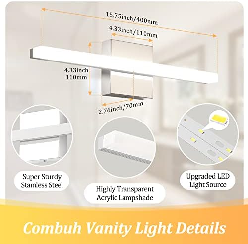 Combuh Bathroom Vanity Light Fixtures Above Mirror, Modern Wall Sconce