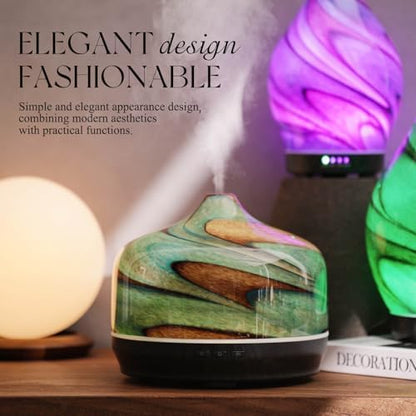 Porseme 500ml Glass Essential Oil Diffuser Aromatherapy Ultrasonic Cool Mist Humidifier 15-21 Running Hours Waterless Auto-Off Air Diffusers for Sleeping Yoga Working Spa(Teal Green)