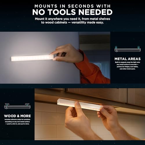 iHome Rechargeable Auto Sensing Light Bars, Motion Sensor, Dimmable, Auto/Always-On Modes, Easy Installation (4-Pack 8" LED Light Bar)