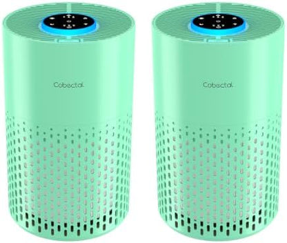 2 Pack Cobectal Air Purifiers for Home Bedroom with 3-in-1 Filter, Green