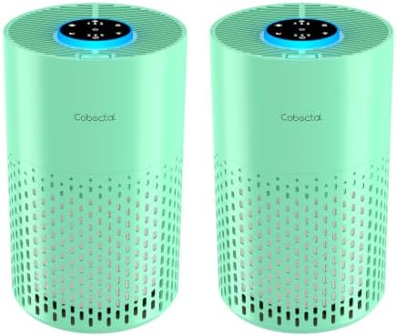 2 Pack Cobectal Air Purifiers for Home Bedroom with 3-in-1 Filter, Green