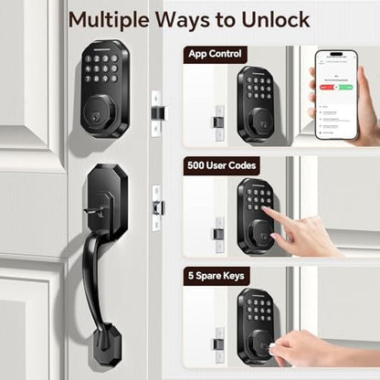 Ulecoce SL03 Front Door Lock Set, Keyless Entry Door Lock, Matte Black