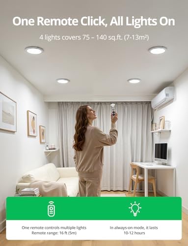 Bojim Rechargeable Motion Sensor Ceiling Light with Remote Battery Operated