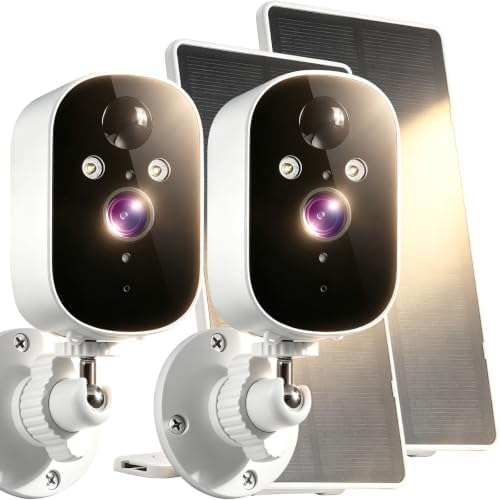 XVIM 2K Solar Camera 2-Pack Wireless Outdoor, PIR Detection & 2-Way Audio