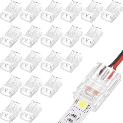 Flutesan 20 Pcs 2 Pin 8 mm LED Strip Connector RGB Lights