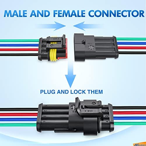 Nilight 10 Pack 4Pin Electrical Wire Connectors Male and Female Plug Socket | Quick Disconnect Waterproof Harness Terminals for Automotive Cars Trucks Motorcycles Scooters
