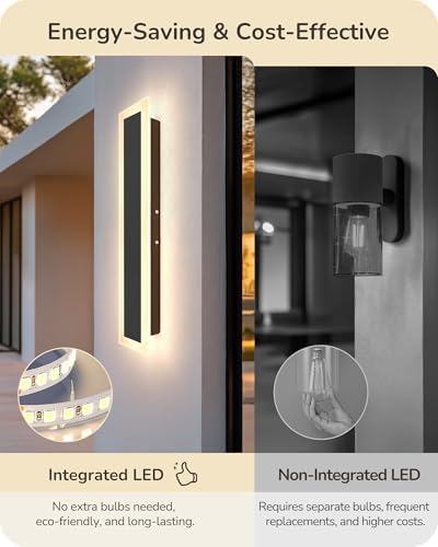 EDISHINE Upgraded 23.6" LED Modern Dimmable Linear Outdoor Wall Lighs