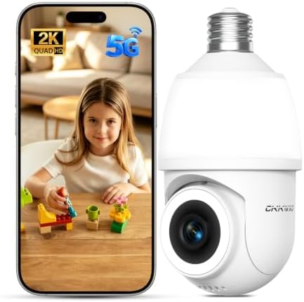 Light Bulb Security Camera,2K 5G & 2.4G WiFi Bulb Cameras for Home Security
