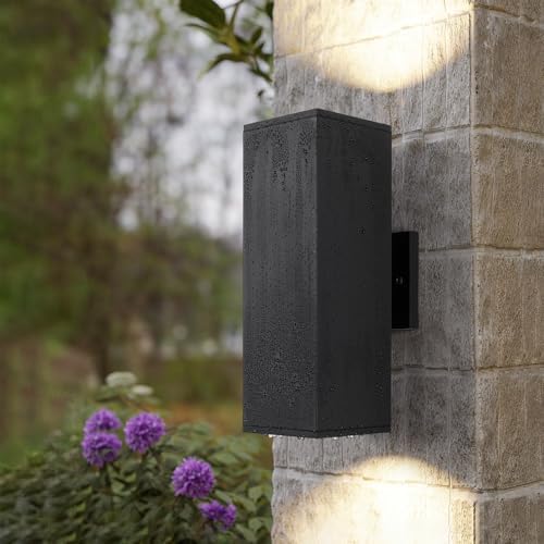 mirrea 14" Modern Outdoor Porch Light in 2 Lights, Matte Black, 4 Pack