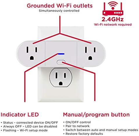 UltraPro Indoor Smart Plug, 2 Grounded Outlets, White, 2 Pack