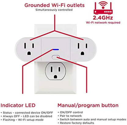 UltraPro Indoor Smart Plug, 2 Grounded Outlets, White, 2 Pack