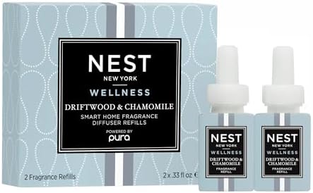 NEST New York Smart Home Fragrance Diffuser Refill Smart Vials, Driftwood & Chamomile - Set of 2 - Designed for NEST x Pura 3 and NEST x Pura 4 Diffusers - Cruelty Free, Vegan