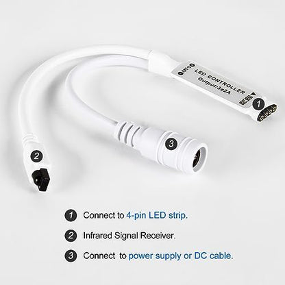 24 Key IR Wireless Remote Control, RGB LED Strip Controller