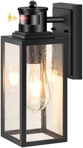 VIANIS Black Motion Sensor Porch Lights Outdoor, Anti-Rust, Waterproof