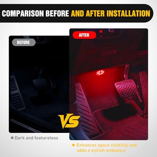 Nilight 4 PCS 7 Colors Wireless Magnetic RGB LED Interior Lights