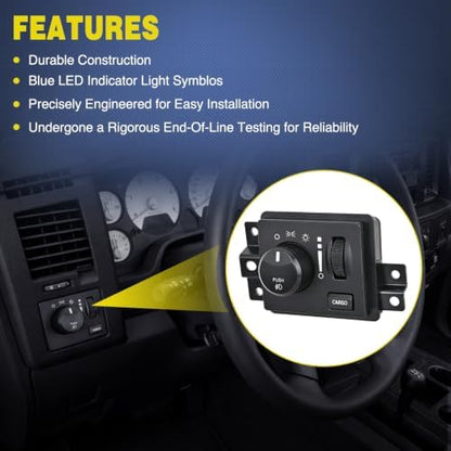 Nilight Headlight Dimmer Switch for 2006-2009 Dodge Ram 1500 2500 3500