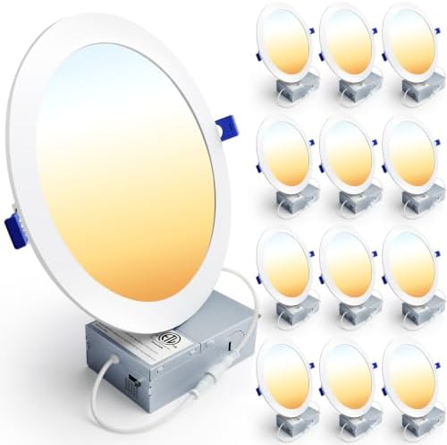 Ensenior 12 Pack 8 Inch LED Recessed Light, Canless, 5CCT Dimmable Wafer