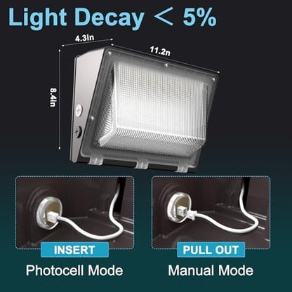 Lightdot 4 Pack 150W LED Wall Pack Lights, Wall Mount Outdoor Exterior Lighting, 100-277V, 22500LM Dusk-to-Dawn, IP65 ETL, 50ft Coverage Area, Parking Lots, Building Exteriors, Yard/Warehouse