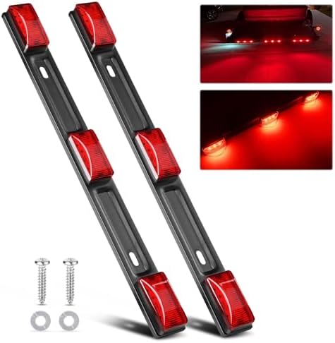 Nilight 14.2" 9 LED Trailer Light Bar Red Clearance Marker Rear Lights