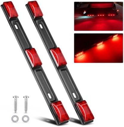 Nilight 14.2" 9 LED Trailer Light Bar Red Clearance Marker Rear Lights