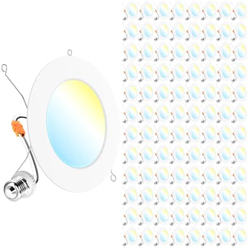 Sunco 96 Pack 6 Inch LED Flat Recessed Lighting, 5CCT, Ultra Thin, 12W