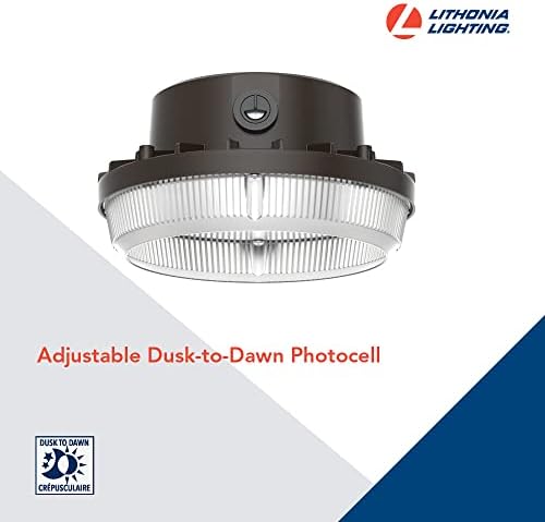 Lithonia Lighting BarnGuard LED Barn Light, Dusk to Dawn Outdoor Lighting, 4000K Cool White, Wall or Pole Mountable Yard Light Fixture, 120V, Aluminum, Dark Bronze