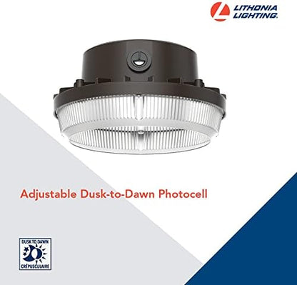 Lithonia Lighting BarnGuard LED Barn Light, Dusk to Dawn Outdoor Lighting, 4000K Cool White, Wall or Pole Mountable Yard Light Fixture, 120V, Aluminum, Dark Bronze