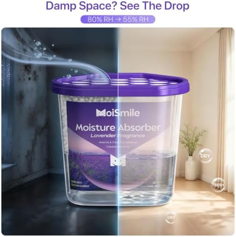 Large Moisture Absorber Buckets, 14 oz Each, Lavender Scent, 4 Pack