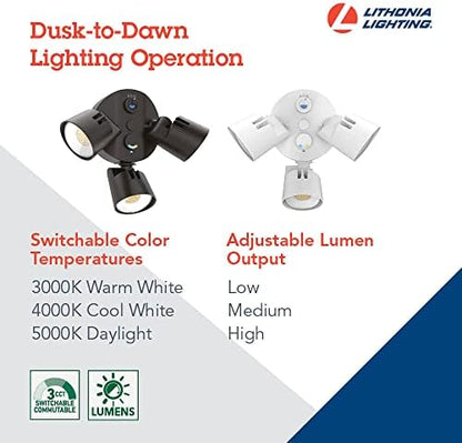 Lithonia Lighting HomeGuard 3-Light LED Outdoor Flood Lights, Dusk to Dawn