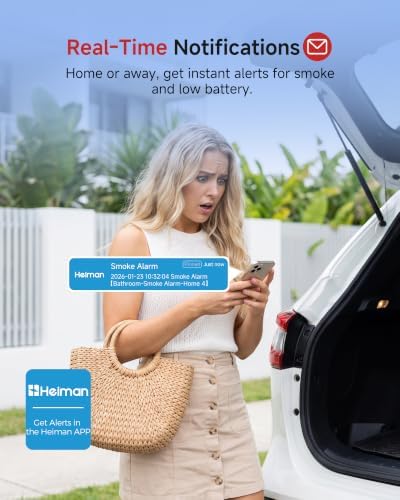 Heiman Smart Smoke Detector, 3-Pack Interconnected Fire Alarm with Gateway
