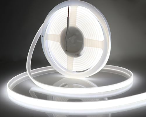 LEDENET COB LED Strip Lights Waterproof IP67 DC12V 16.4ft Cold White 6000K