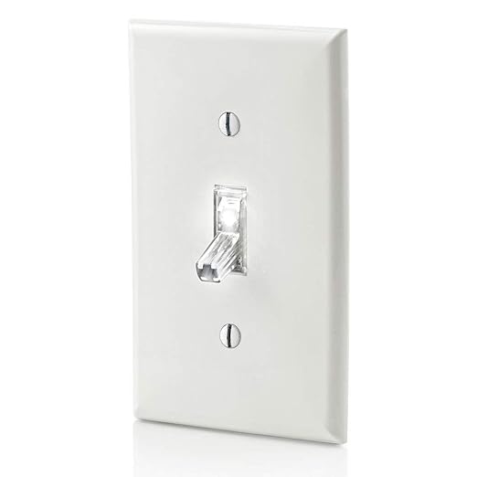Leviton 15 Amp, 120 Volt, Toggle LED Illuminated 3-Way Switch, Residential Grade, Grounding, L1463-2C, Clear