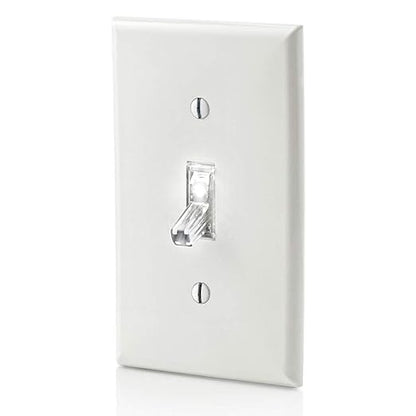 Leviton 15 Amp, 120 Volt, Toggle LED Illuminated 3-Way Switch, Residential Grade, Grounding, L1463-2C, Clear