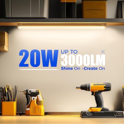 Barrina T8 LED Shop Lights 2FT, 20W 3000LM 3000K, 2 Pack, High Output Tube