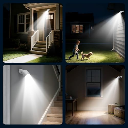 USB Rechargeable Motion Sensor Light Outdoor, 4000mAh Built-in Battery 600 Lumen Spotlight, IP65 Waterproof Cordless Wall Light for Porch Garage House