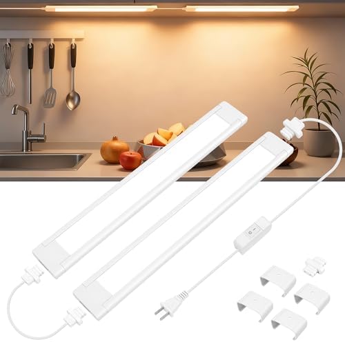 maylit Plug in Under Cabinet LED Light Bar, Ultra-Bright, Wired, 14 Inch