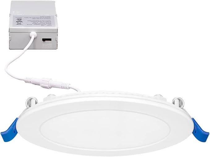 Maxxima 6 in. 5 CCT Ultra-Thin Recessed LED Downlight 1050 Lumens, Color Selectable 2700K-5000K (2700K/3000K/3500K/4000K/5000K), Canless, IC Rated, Slim, Dimmable, Junction Box Included